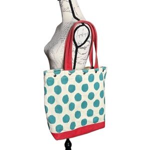 Saltbox Heavy Canvas Polka Dot Tote with Removable Pouch